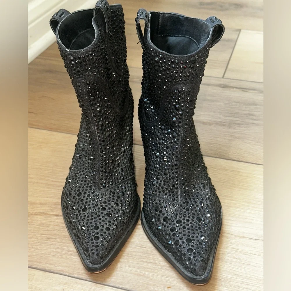 Jessica Simpson black rhinestone booties size 6 - Picture 6 of 12